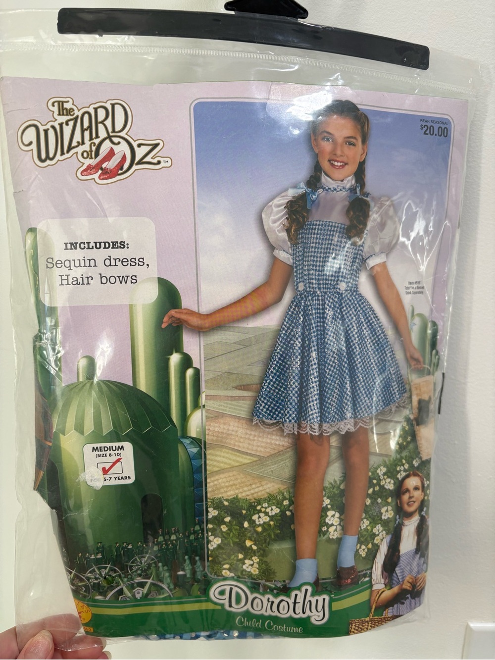 Dorothy Sequin Dress with Hair Bows - Wizard of Oz kids size 8-10
